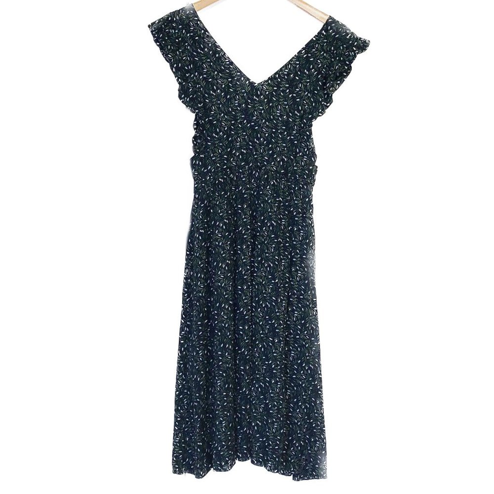 Hinge A lightweight lined V-neck print dress XS
